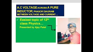 AC VOLTAGE across a PURE INDUCTOR PHASOR DIAGRAM between VOLTAGE and CURRENT [upl. by Slinkman153]