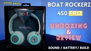 Unboxing amp review BOAT rockerz 450 pro headphone  Fast charging  sound quality  battery life 🔥🔥 [upl. by Hartill]