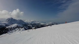 La Longia  The longest run from “Legendary 8quot slopes in Val Gardena Dolomiti Italy Feb2024 4K [upl. by Noryahs]