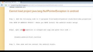 Cannot load project javalangNullPointerException Android Studio SOLUTION 100 work [upl. by Garrity]