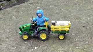 LITTLE DUDE amp DOG LOVE JOHN DEERE TRACTOR RIDES [upl. by Bannon]