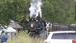 NKP 765 Arrives amp Departs Brecksville Ohio Station On The Cuyahoga Valley Scenic Railroad Sept 2014 [upl. by Etteuqram]