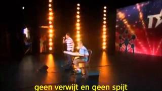 yonach en youssri Belgium got talent blind friends  lyrics [upl. by Alleuqahs]