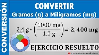 CONVERTIR DE GRAMOS g A MILIGRAMOS mg  g a mg [upl. by Oivlis5]