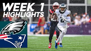 Eagles vs Patriots  2023 Week 1 Highlights [upl. by Airdnassac]