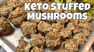 Three Ingredient Keto Stuffed Mushrooms  Quick Easy amp CHEAP Recipe [upl. by Portugal447]