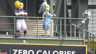 Bernie Brewer and his mother go down the slide [upl. by Wehner]