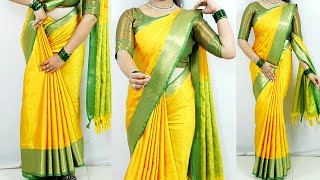 Wedding special silk saree draping tutorial tips amp tricks  sari draping perfectly step by step [upl. by Yeliak]