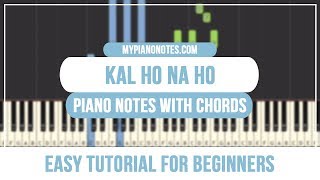 Kal Ho Na Ho Piano Notes with Chords  Easy Tutorial for Beginners [upl. by Ruddie44]