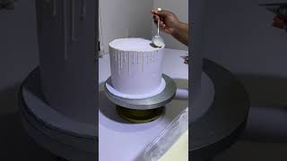 Dripping a cake with white chocolate cakedripsatisfying satisfyingvideo satisfyingvideosbaker [upl. by Ybreh]