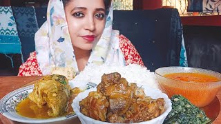 ASMR  EATING SPICY MUTTON KOSHA FISH CURRY SPINACH TOMATO SOUR mukbang asmr bengalifood [upl. by Aicram]