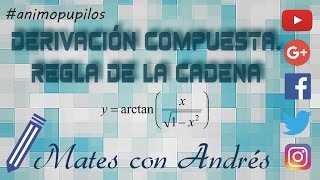 Derivadas compuestas  Regla de la cadena – Arcotangente de un cociente con raíces [upl. by Nidroj850]