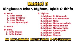 Materi 9 Ringkasan 4 Jenis Izhar 9 Jenis Idgham 1 Iqlab dan 2 Jenis Ikhfa  Contoh amp Praktek [upl. by Aenotna]