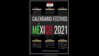 Calendario laboral México 2021  Días Festivos Mexicanos para 2021 Feriados y Puentes MÍRALO [upl. by Marabelle]