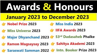 Awards amp Honours 2023 Current affairs  Last 12 Months Current affairs 2023  Awards current affairs [upl. by Rayburn]