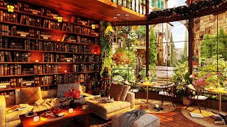 Happy Spring Morning amp Relaxing Sweet Jazz Music in Bookstore Cafe Ambience for Work Study Relax [upl. by Dina]