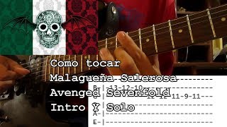 Como Tocar  Malagueña Salerosa La Malagueña  Avenged Sevenfold Intro y Solo [upl. by Rafter]