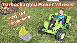 Easily convert Power Wheels to any drill batteries Ryobi Dewalt Milwaukee 18V conversion [upl. by Rossy20]