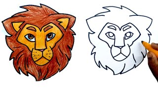 How to draw a Lion Easily Easy steps of Animal drawing for Kids [upl. by Lola]