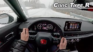 Driving the Honda Civic Type R in Snow  FL5 Tackles Winter on Blizzak Tires POV Binaural Audio [upl. by Sisi]