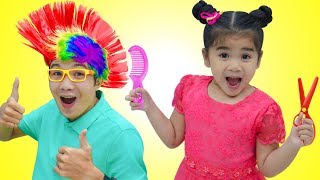 Suri Pretend Play w Kids Hair Salon [upl. by Smaj]