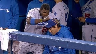 Yasiel Puig shows off the moves and gives a NOOGIE to HyunJin Ryu [upl. by Leandro]