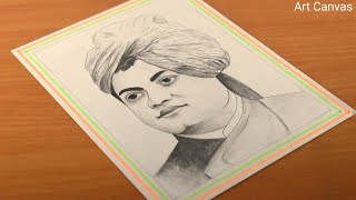 Swami Vivekananda Drawing With Pencil Sketch Step by Step  Drawing lndependence day [upl. by Merrie]