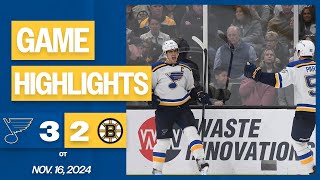 Game Highlights Blues 3 Bruins 2 OT [upl. by Neetsirk]