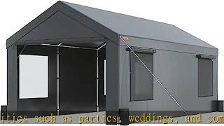 VEVOR Carport 12x20ft Heavy Duty Car Canopy Portable Garage with Rollup Ventilated Windows amp Rem [upl. by Bolte254]