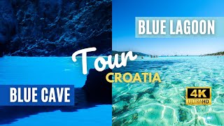 Blue Cave amp Blue Lagoon Tour  Croatia  4K [upl. by Ihsar]