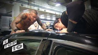 Superstars Getting Crushed on Cars WWE Top 10 [upl. by Gnilyarg908]