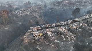 Burnt houses after wildfire in Chile that leave at least 19 dead  AFP [upl. by Akenahc]