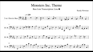 Monsters Inc Theme Bass Transcription amp TAB [upl. by Waugh566]