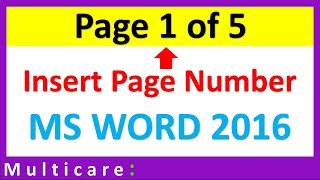 How to insert page number like 1 of 1 in ms word 2016 [upl. by Niahs368]