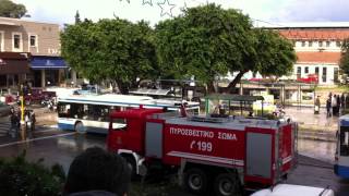 Chania Crete Fire Department Pumper NonEmergency [upl. by Zeba269]