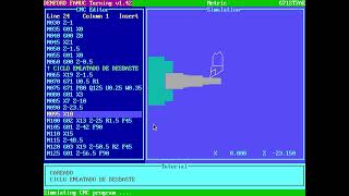 Programa CNC del Ciclo de desbaste G71 de Torneado ST7 AE DosBox FANUCL 08 04 2024 05 23 07 p m [upl. by Nnahgem]