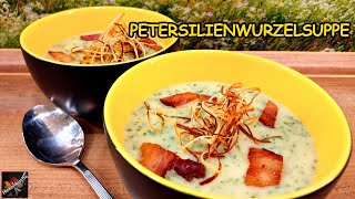 Petersilienwurzelsuppe mit krossem Speck und Wurzelstroh ▪︎ Lecker wärmend sättigend [upl. by Ahsinak]