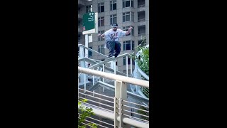 Pro Skater Jeff Dalnas doing a huge TopSoul Grind on a curved kink rail [upl. by Adamsun329]