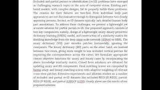 Lightweight Learning for Partial and Occluded Person Re Identification [upl. by Yerrot]