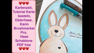 Tutorial Karte bastelncolorieren Aquarellstiften Karin Markers Brushmarker ProSchablone PDF free [upl. by Githens]