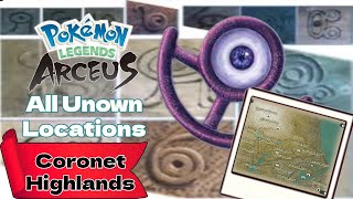 All Unown Locations Coronet Highlands  Pokémon Legends Arceus [upl. by Dotty]