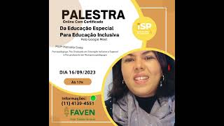 Palestra com certificado educação educaçãoespecial faveni [upl. by Singleton]