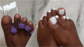 WHITE PRESS ON TOE NAILS WATCH ME WORKTOESDAY  TOENAIL TUTORIAL NAIL HACK [upl. by Ellenod]