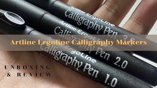 UNBOXING amp REVIEW  Artline Ergoline Calligraphy Markers Calligraphy Pen Under 200 Rupees [upl. by Anoif333]