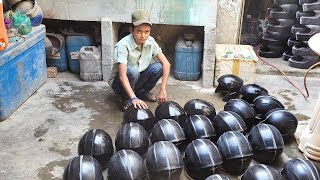 Informative and skillful Process of Bikers Helmet Production Inside a Factory [upl. by Annaj]