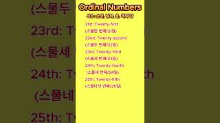 4 서수 한국어와 영어를 함께 배우기quotBilingual Ordinal Numbers Learn Korean and English Together Korean [upl. by Llener]