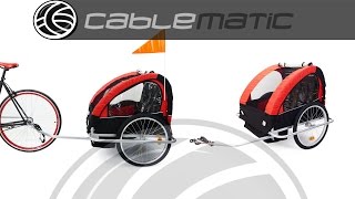 Remolque de bicicleta para transportar 2 niños doble rojo negro distribuido por CABLEMATIC ® [upl. by Vaios]