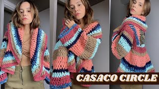 CASACO CIRCLE CROCHÊ FÁCIL  TUTORIAL PAP CROCHET [upl. by Cynthla]