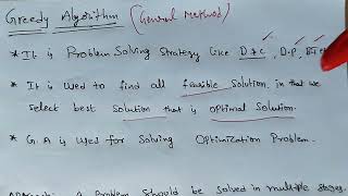 Introduction to Greedy Method  General Method  Applications  Lec20  Greedymethod daa feed [upl. by Sosanna]