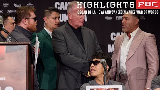 Security forced to separate Oscar de la Hoya and Canelo at Press Conference  CaneloMunguia [upl. by Adianez101]